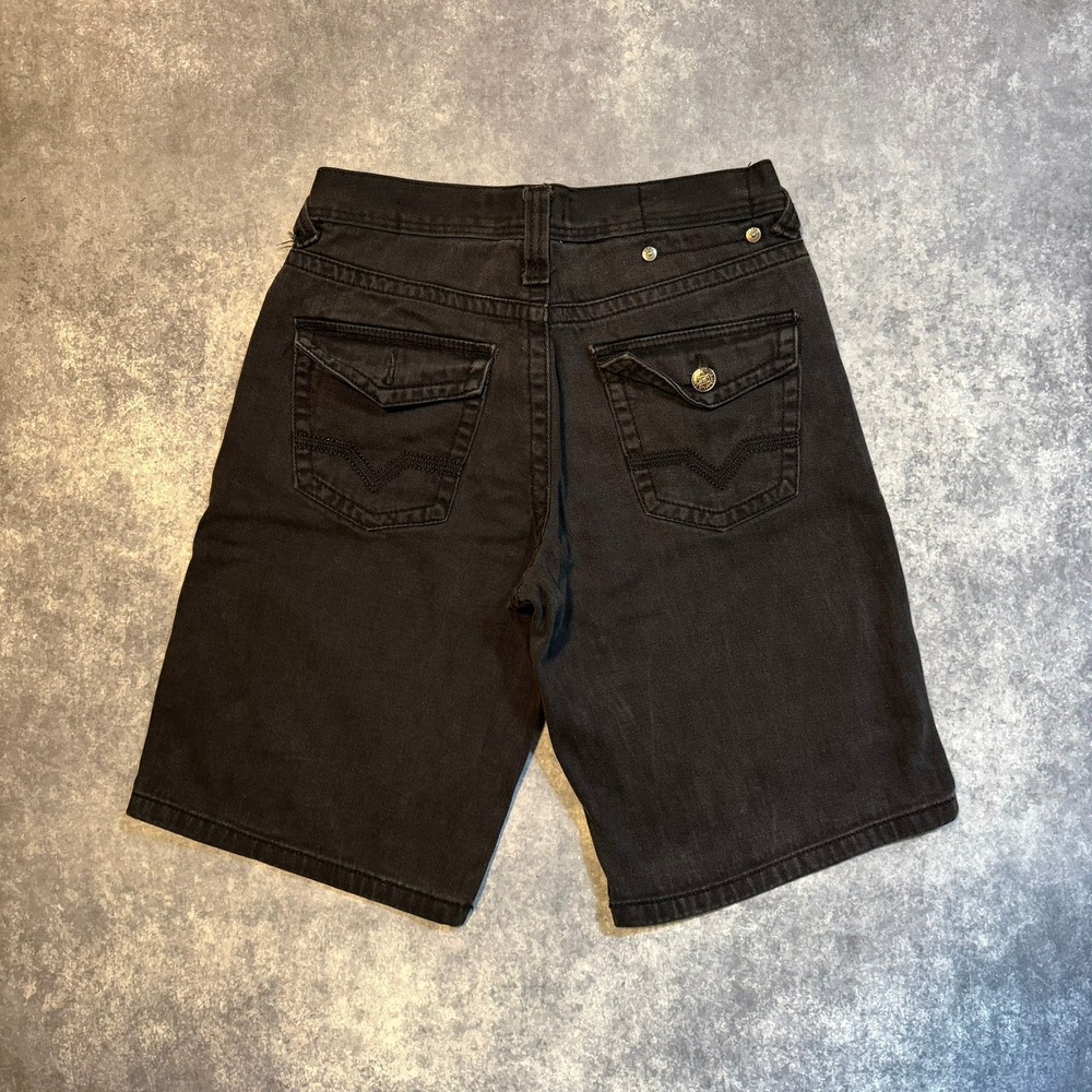 Y2K Mecca Mens Classic Fit Black Denim Jean Shorts Size 34 Baggy Skater Hip Hop